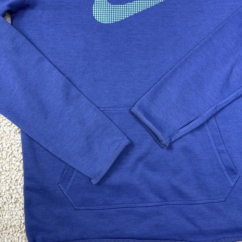 Nike Dri-FIT Hooded Pullover Hoodie Blue Men's S Lightweight L/S Check Logo
